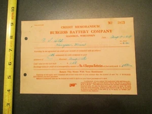 Burgess Battery Company Madison Wisconsin 1919 Rechnung Briefkopf 788 - Bild 1 von 1