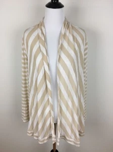 Beige Ivory Kimono Womens Cardigan Sz L Striped Fenn Wright Manson Open Front - Picture 1 of 9
