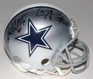 Larry Brown & Ed Too Tall Jones Signed/Inscribed Dallas Cowboys Mini-Helmet JSA - Picture 1 of 3