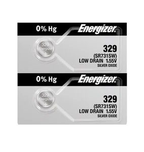 Energizer 329 SR731SW 1.55V Mercury-Free Silver Oxide Watch Battery (2 Pack) - Picture 1 of 8