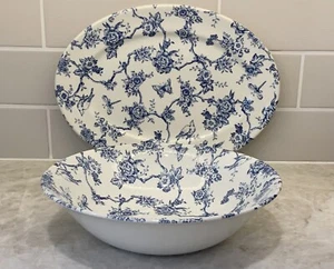 Set Churchill Toile De Jouy Blue 12" Oval Platter & 9.5” Serving Bowl Queen’s - Picture 1 of 7