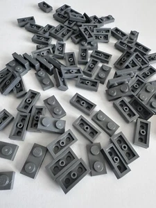 LOT OF 100 BRAND NEW LEGO PIECES 1x2 FLAT TWO STUD BRICK BRICKS DARK GRAY - Picture 1 of 2