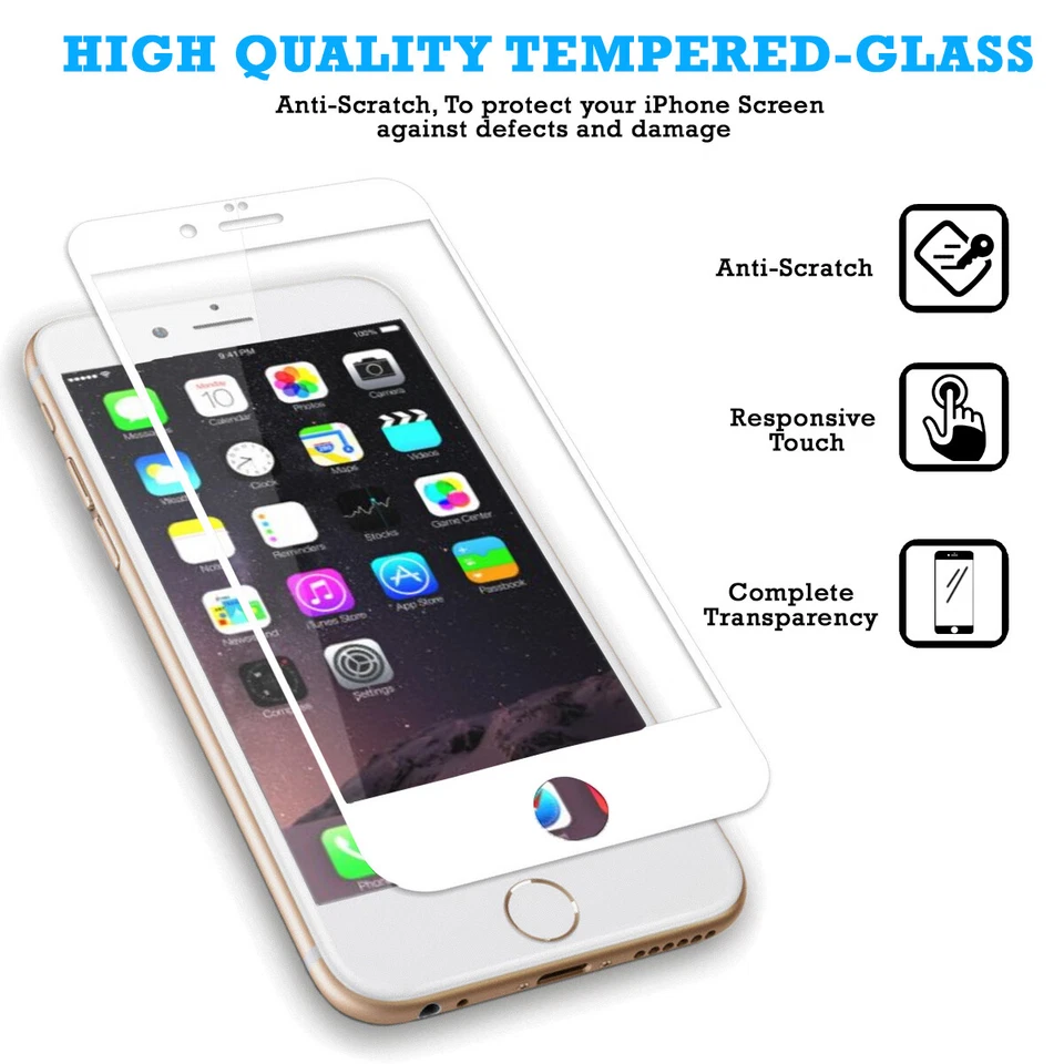 LOTE DE (25) Protetor de Tela de Vidro Temperado para Apple iPhone 6 e iPhone 6S Branco - Imagem 1 de 1