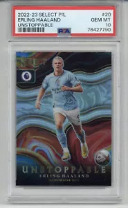 2022-23 PANINI SELECT P/L UNSTOPPABLE #20 ERLING HAALAND MAN CITY PSA 10 LOW POP - Picture 1 of 2