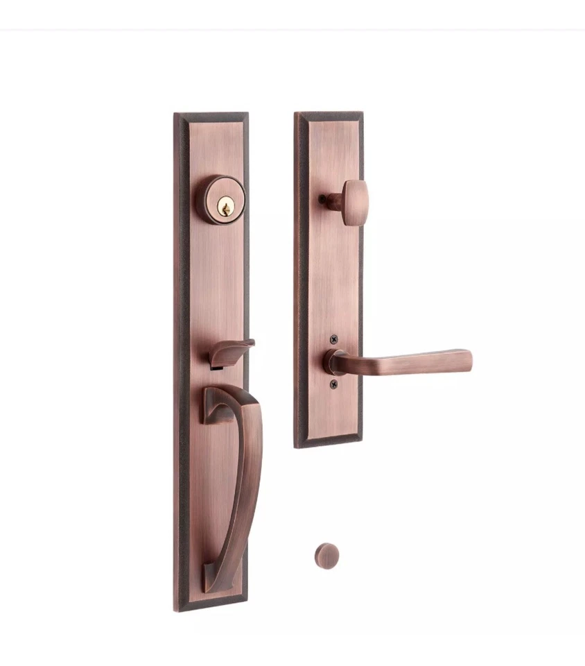 Juego de puertas de entrada de latón macizo - sin respaldo - mano izquierda - bronce frotado con aceite Foto 1 de 4