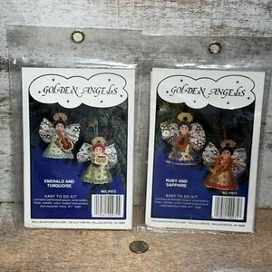 Lote de 2 kits de ángeles dorados artesanales Willmaur rubí, zafiro, esmeralda, turquesa - Imagen 1 de 23