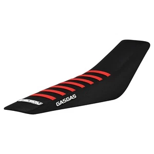 2024-2025 GASGAS MC 125 250 350 450 Seat Cover ALL BLACK BRIGHT RED RIB 404 LOGO - Picture 1 of 5