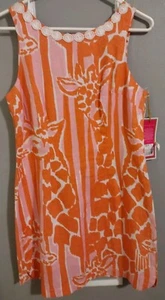 Lilly Pulitzer Linen Sheath Dress Orange/Pink Back Zip Lined Sz 8 NWT - Picture 1 of 9