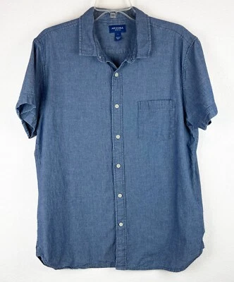 Arizona Jeans Co Camisa Denim Para Hombre Grande Manga Corta Cuello Abotonado Azul Usada en Excelente Condición Foto 1 de 4