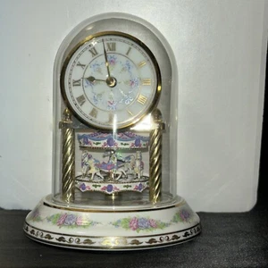 Franklin Mint 150 Anniv. Carousel Horse 7” Clock Dentzel Porcelain Germany EUC - Picture 1 of 13