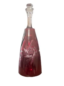 Vintage Bohemian Czech Crystal Cranberry Bell - Picture 1 of 3