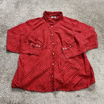 Camisa Blusa JCP Mujer Plus 2X Cuello Rojo Manga Larga Abotonada Mezcla Seda Foto 1 de 4