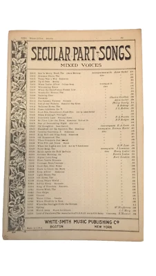 Water Lilies 4 部分合唱维多利亚世俗部分歌曲 1926 年复古乐谱 — 第 1/4 张图片