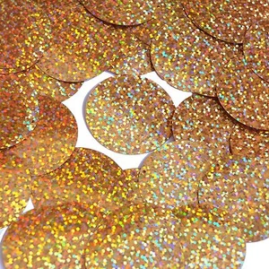 Peach Round Sequins Glitter Hologram 1.5" Large Couture Paillettes - Picture 1 of 2