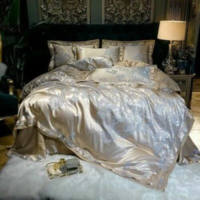 4 Pieces of Luxury Satin Duvet Cover Silk Bedding Set Bed Sheet Duvet Cover - Image 1 of 4