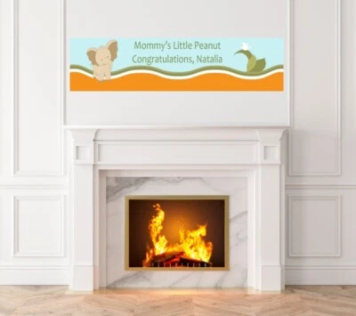 Баннер с принтом Elephant Baby — детский душ — баннер для помещений и улицы со слоном - Изображение 1 из 3