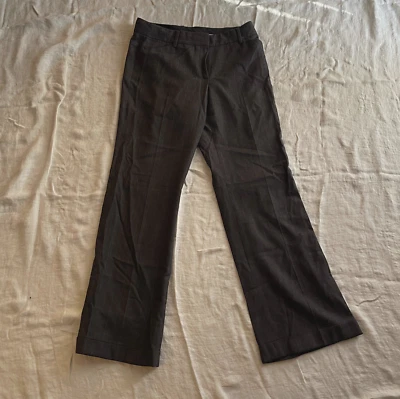 Ellie Tahari - Dark Gray Pinstripe Pants Slacks - Pleated Cuffs Bottom - Medium - Image 1 of 4