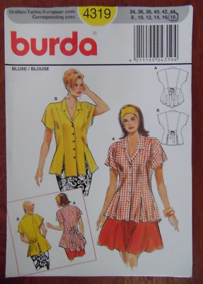 Burda 4319 Sewing Pattern Ladies Blouse Shirt Cut size 8-16. - Image 1 of 4