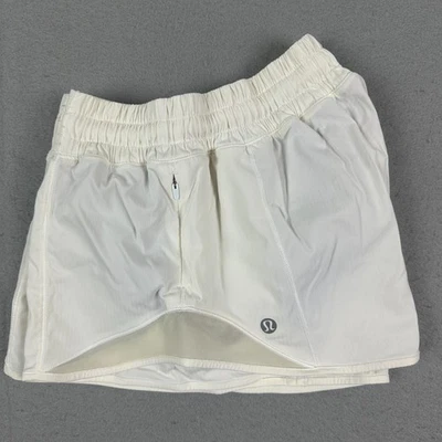 Pantalones Cortos Lululemon Hotty Hot II 2.5" Mujer 6 Blanco Cremallera Bolsillo Elastizado Forrado Foto 1 de 4