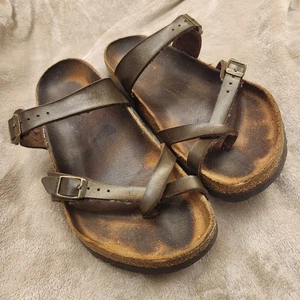 Birkenstock Mayari Sandals Two Strap Toe Loop Size EU 40 US Women 9 Mens 7 Brown - Picture 1 of 7