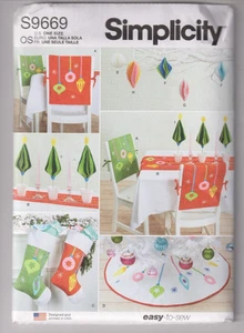 9669 SIMPLICITY - Christmas Decor: TREE SKIRT Stocking RUNNER Ornaments Etc - Picture 1 of 2