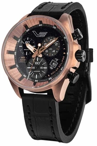 Vostok Europe Men's Watch Chronograph Solar Eclipse Black / Rosé Le 6S30-32 - Picture 1 of 6