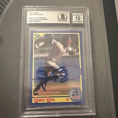 SAMMY SOSA 1990 SCORE #558 RC ROOKIE SIGNED AUTOGRAPH BGS 10 AUTHENTIC AUTO SP - Image 1 of 4
