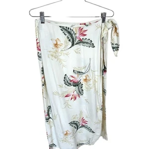 Vtg Caribbean Joe Womens Skirt White Cream Tropical Wrap Large Rayon Resort - Picture 1 of 8