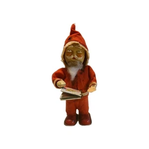 VINTAGE 1960'S TIN LITHO WIND UP MECHANICAL SANTA W/BABY BOOK WORKS - Picture 1 of 8