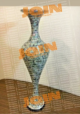 HANDMADE 21" white marble flower vase pot inlay mop paua shell home decor arts & collect