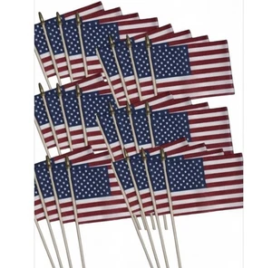 24 Pcs 4X6 Inches Small American Flags on Stick Mini Handheld USA Made in USA - Picture 1 of 5
