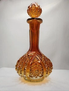VTG Marigold Daisy & Button Decanter + Stopper, Carnival Imperial Glass, RARE - Picture 1 of 10