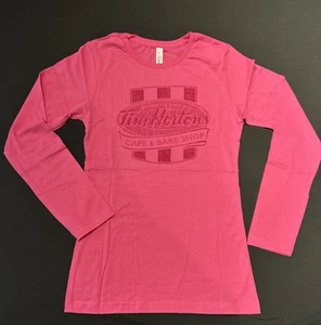 Tim Hortons Logo Womens Long Sleeve Cotton T-Shirt Pink Size XXL/TTG - Bild 1 von 8