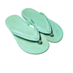 Crocs Crocband Pastel Mint Green Flip Flop Sandals Kids Size J2 Unisex Boy Girl - Picture 1 of 16