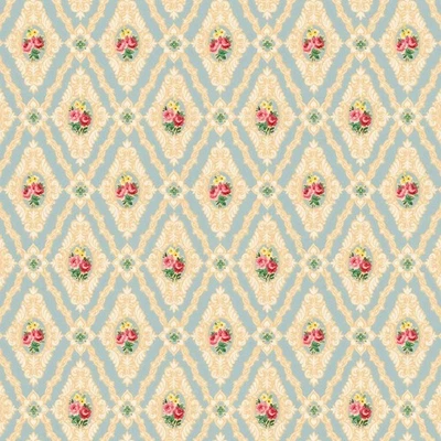 Обои для кукольного домика синий бриллиант цветочный викторианский Bradbury & Bradbury масштаб 1:12 - Изображение 1 из 3