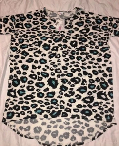 Lularoe Irma Tunic Animal Print Shirt 16/18 Cheetah White/Blue Unicorn Large 🦄 - Picture 1 of 10