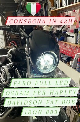 Faro LED H4 5,75" para Harley Davidson 883 Dyna Fat Street Bob 6000K Foto 1 de 4