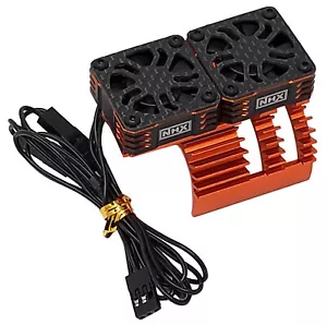 NHX RC 1/8 Twin Cyclone Alum HV Cooling Fan wCover 28000RPM Motor Heatsink Orang - Picture 1 of 6