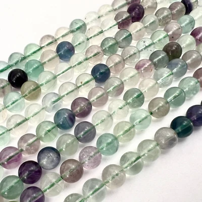 Echter Fluorit Edelstein 6mm Perlen 39cm Strang Rund Flussspat Lose Perlen - Bild 1 von 4