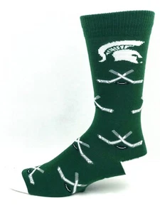 Michigan State Spartans Green Hockey Logo Deuce Crew Socks - Picture 1 of 2