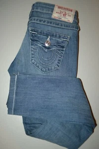 True Religion Girl's Skinny Distressed Pocket Flaps Blue Denim Jeans Sz 24x29 - Picture 1 of 12