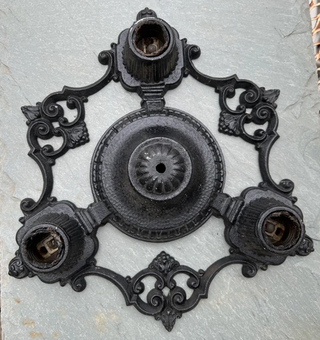 Antique Black 3 Bulb Chandelier Ceiling Light Fixture Flush Mount Biddle Co Cover