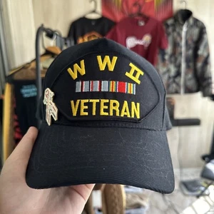 Zweiter Weltkrieg Veteran schwarz Strapback Mütze verstellbare Kappe Tierarzt Militär 2. Weltkrieg - Bild 1 von 5