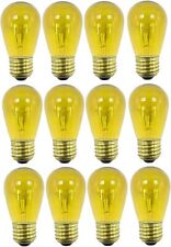 12-Pack OCS Parts S14 E26 Transparent Yellow Light Bulbs | 11W 130V S14 E26 Base