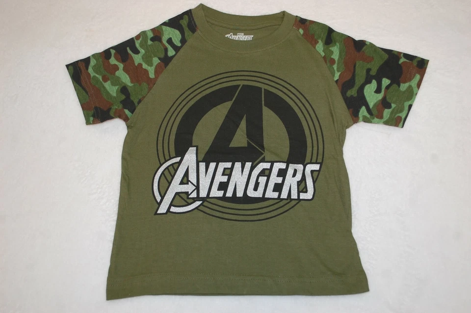 Футболка для мальчиков MARVEL AVENGERS Армейский зеленый камуфляж Рукава Размер 5-6 - Изображение 1 из 1