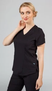 NWT Adar Black Tailored Fit Short Sleeve Scrub Top Women’s Size: XXS - Picture 1 of 11