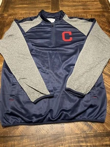 Cleveland Indians Pullover Adult Large 1/4 Zip Blue Genuine Merchandise Guardian - Picture 1 of 8