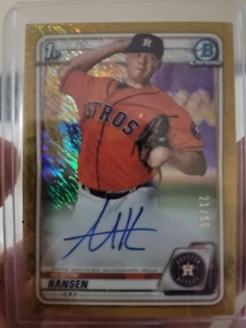 Austin Hansen ⚾ 2020 Bowman Chrome 1ST RC ROOKIE GOLD SHIMMER 21/50 AUTO #CPAAH - Picture 1 of 4
