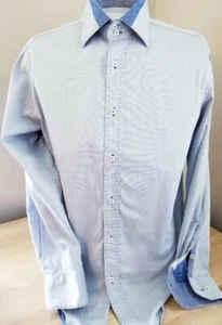 Bugatchi Men's Dress Shirt Light Blue with Stitching Shaped Fit Size Large - Picture 1 of 4
