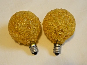 2 Vintage Ice Sugar Christmas Bulbs D30 C7 Yellow - Picture 1 of 3